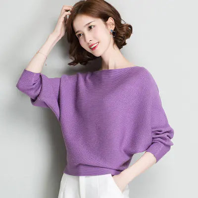 Women's Loose Long-Sleeved Knitted Pullover Sweater